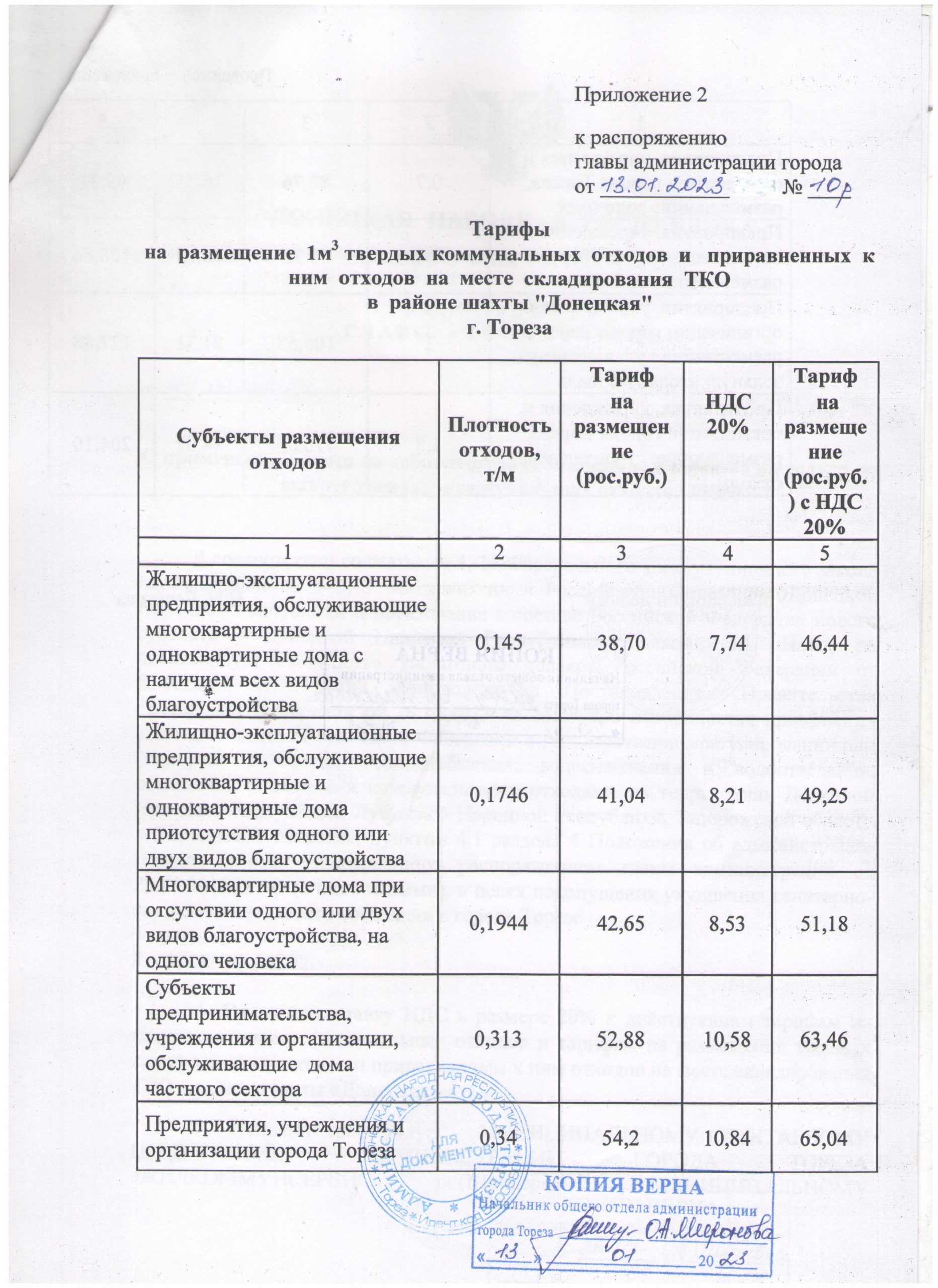 Торез — Республиканская служба по тарифам ДНР